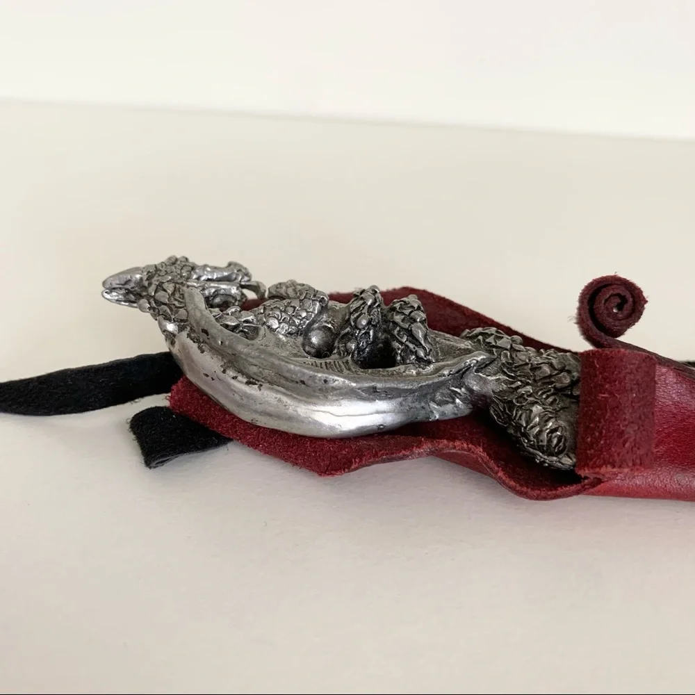 Vintage Medieval dragon letter opener in leather sheath